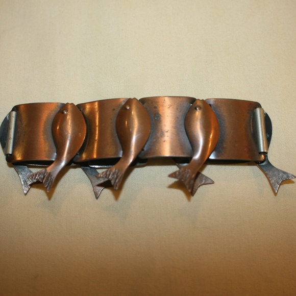 Mid Century Rebajes Copper Wide Fish Bracelet - Picture 2 of 8